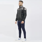 Grey Camouflage Panel Performance Mock Neck Zipper