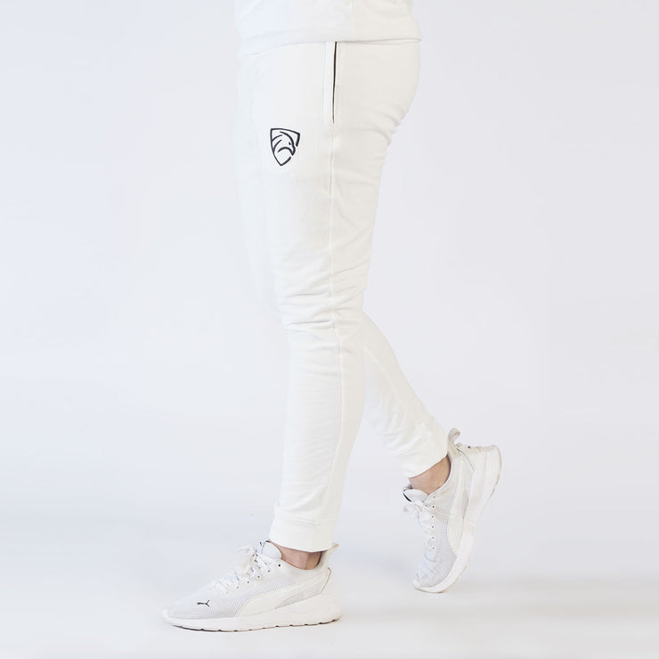 Tf-Basic White Lycra Terry Bottoms With Cuffs