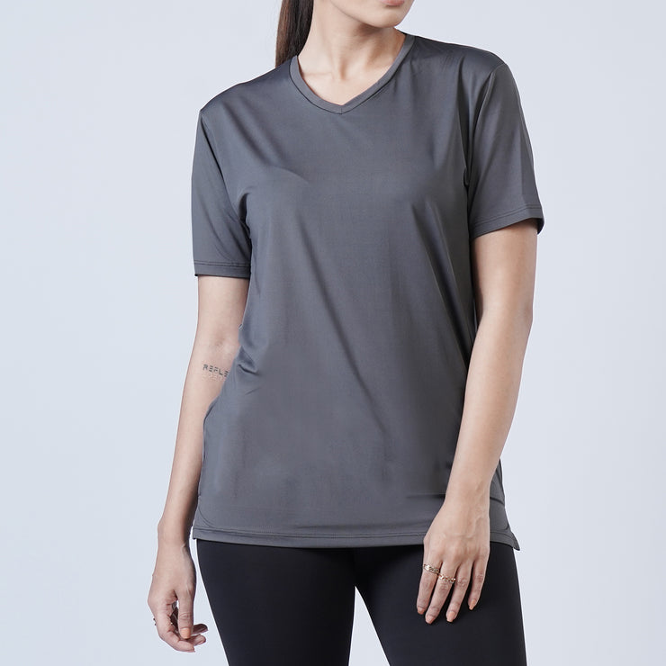Tf-Premium Charcoal Women V-Neck Tee