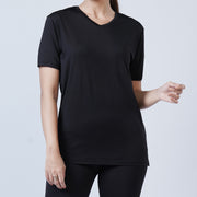 Tf-Premium Black Women V-Neck Tee