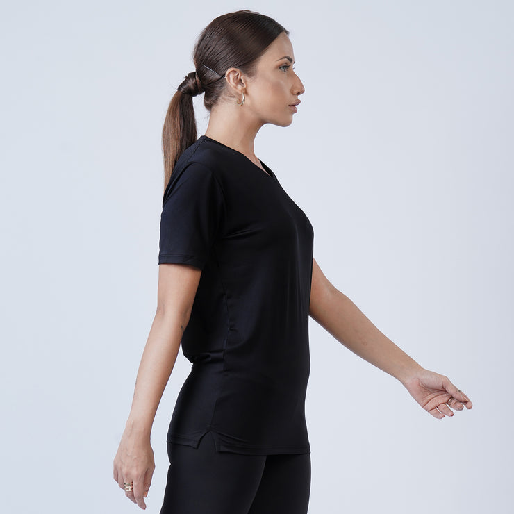 Tf-Premium Black Women V-Neck Tee