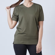 Tf-Premium Olive Green Women V-Neck Tee