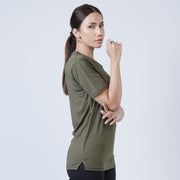 Tf-Premium Olive Green Women V-Neck Tee