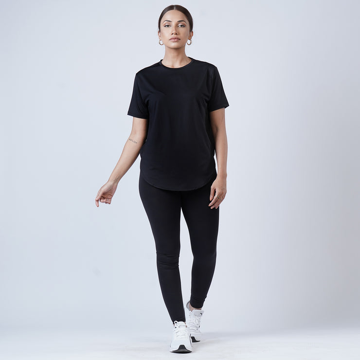 Tf-Premium Black Half Sleeve Women Curve Tee