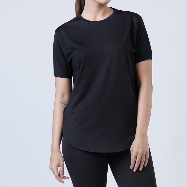 Tf-Premium Black Half Sleeve Women Curve Tee