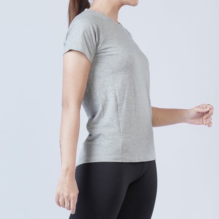 Basic Grey Premium Cut Women Cotton Tee