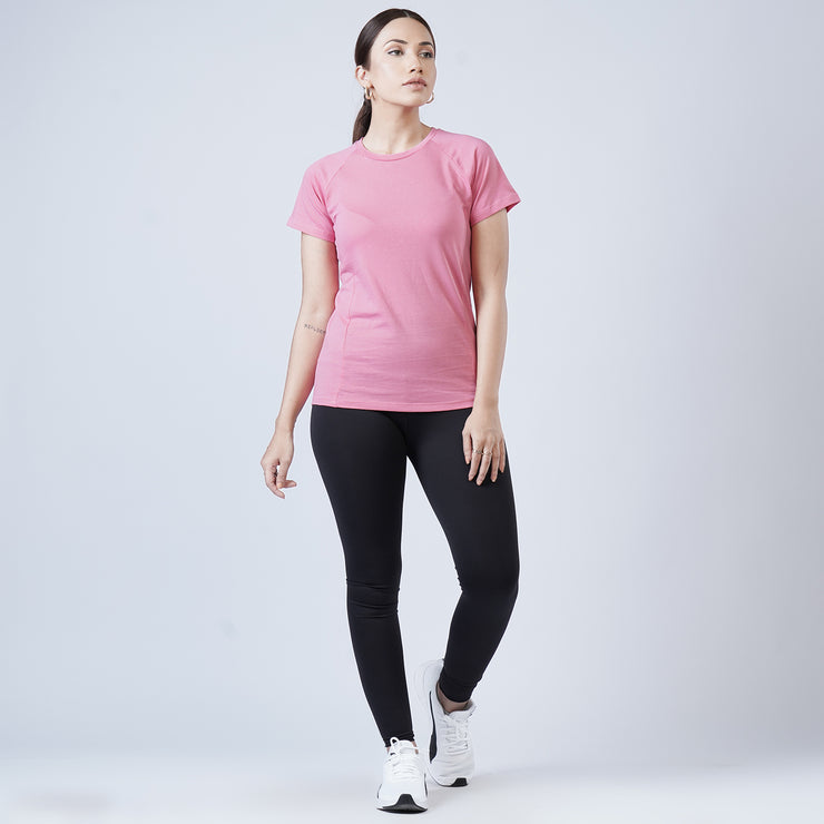 Basic Pink Premium Cut Women Cotton Tee