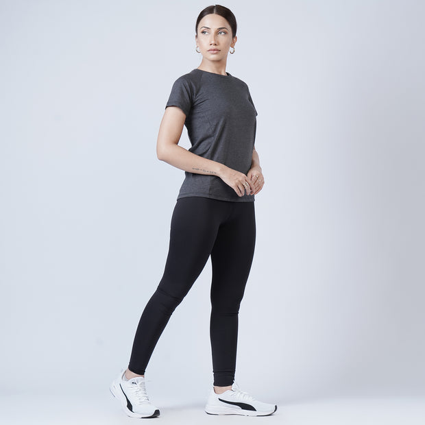 Basic Charcoal Premium Cut Women Cotton Tee