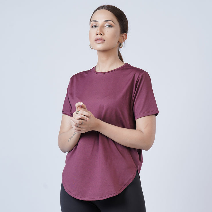 Tf-Premium Maroon Half Sleeve Women Curve Tee
