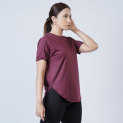 Tf-Premium Maroon Half Sleeve Women Curve Tee