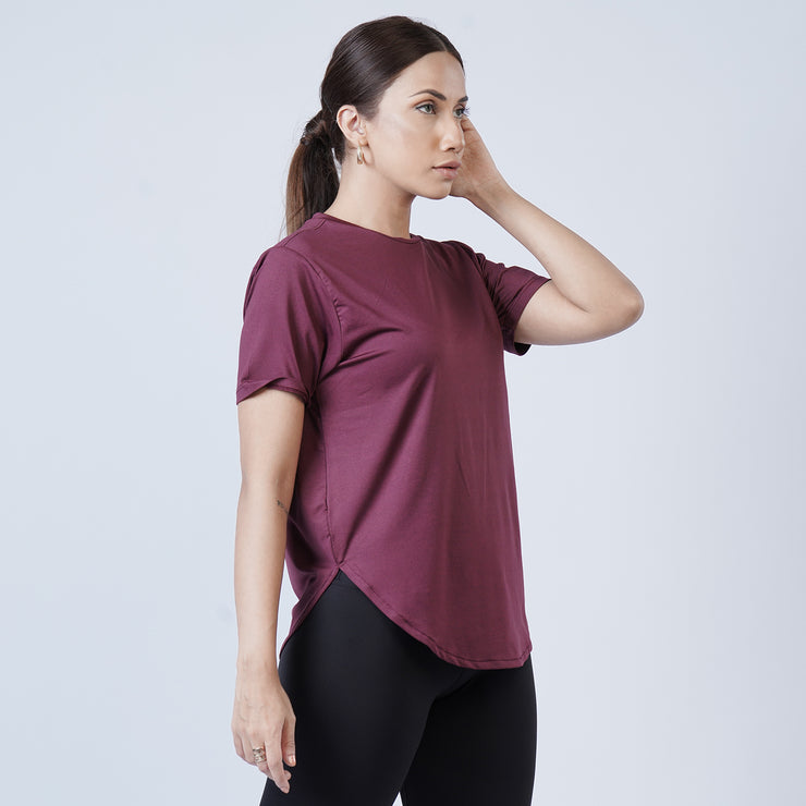 Tf-Premium Maroon Half Sleeve Women Curve Tee