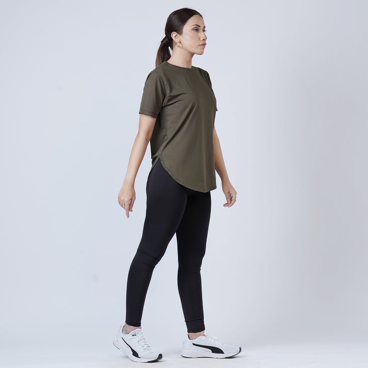 Tf-Premium Olive Half Sleeve Women Curve Tee
