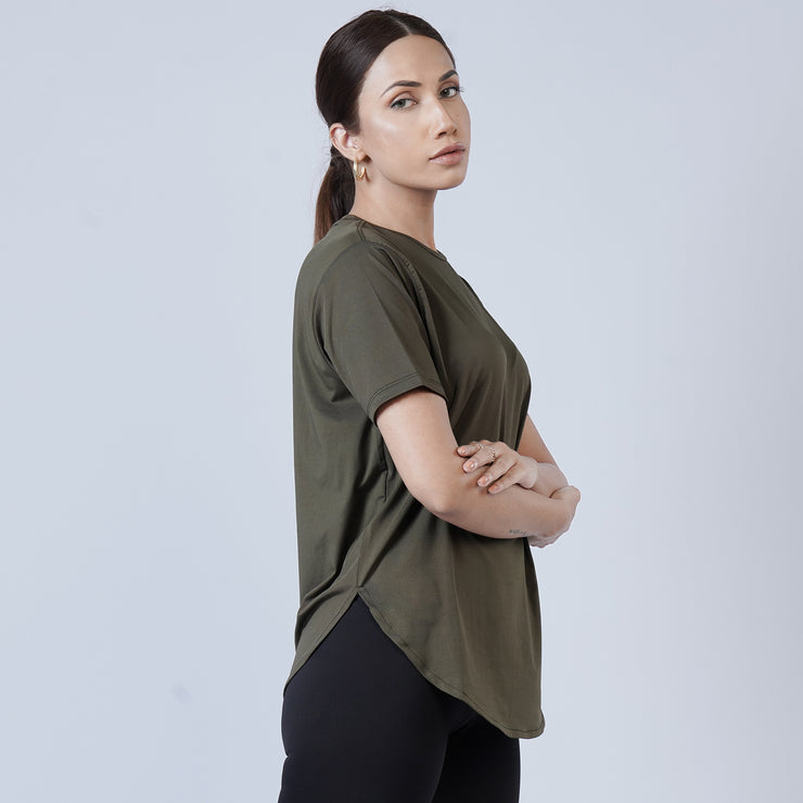 Tf-Premium Olive Half Sleeve Women Curve Tee