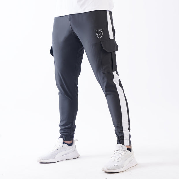 Tf-Grey Micro Cargo Bottoms With White Panels