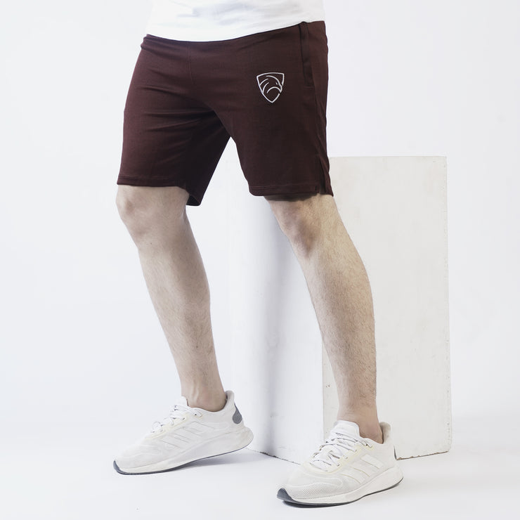 Tf-Maroon Dotted Interlock Texture Shorts