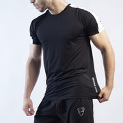 Tf-Black Premium Tee With White Shoulder Panel