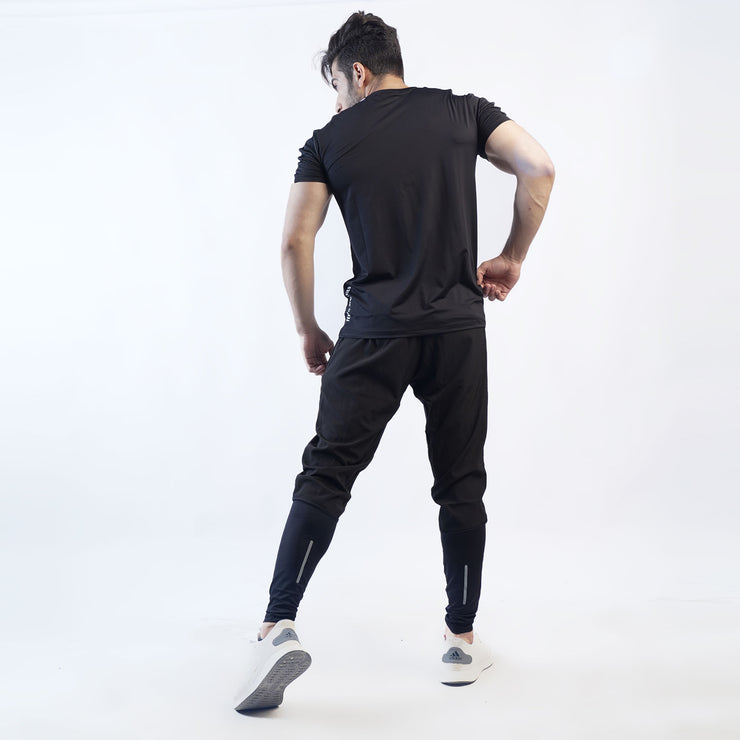 Tf-Black Premium Tee With White Shoulder Panel