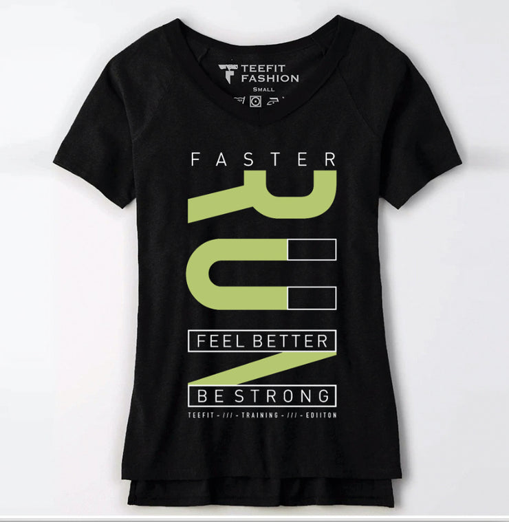 Run Faster Black V-Neck Women Top