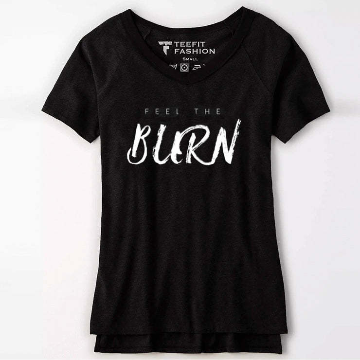 Feel The Burn Black V-Neck Women Top
