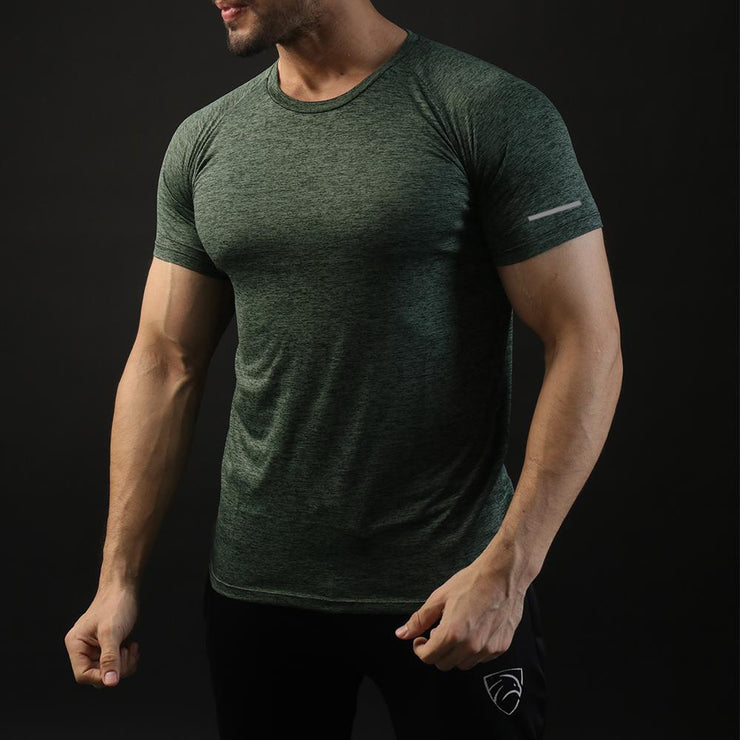 Quick Dry Green Textured Tee With Reflectors