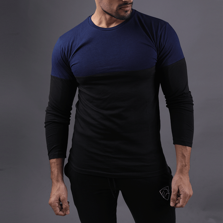Teal & Black Two Tone Full Sleeve Tee - TeeFit Fashion