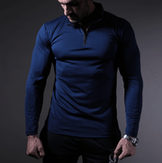 Quick Dry Navy Mesh Zipper Top - TeeFit Fashion