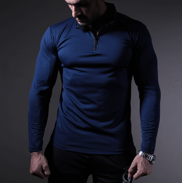 Quick Dry Navy Mesh Zipper Top - TeeFit Fashion