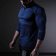 Quick Dry Navy Mesh Zipper Top - TeeFit Fashion