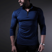 Quick Dry Navy Mesh Zipper Top - TeeFit Fashion