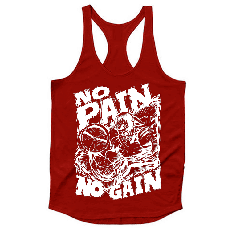 No Pain No Gain Red Tank Top - TeeFit Fashion