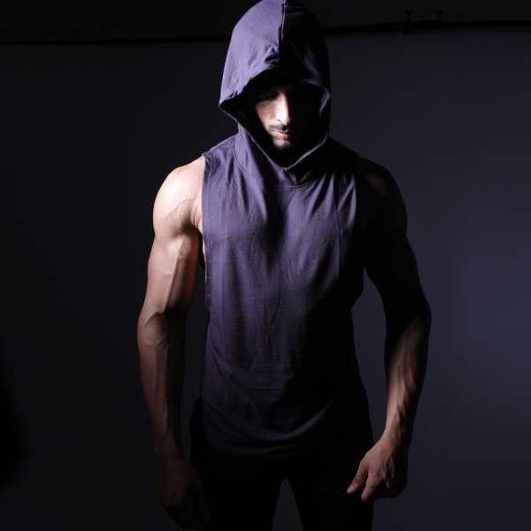 Purple Deep Cut Hoodie Tank Top - TeeFit Fashion