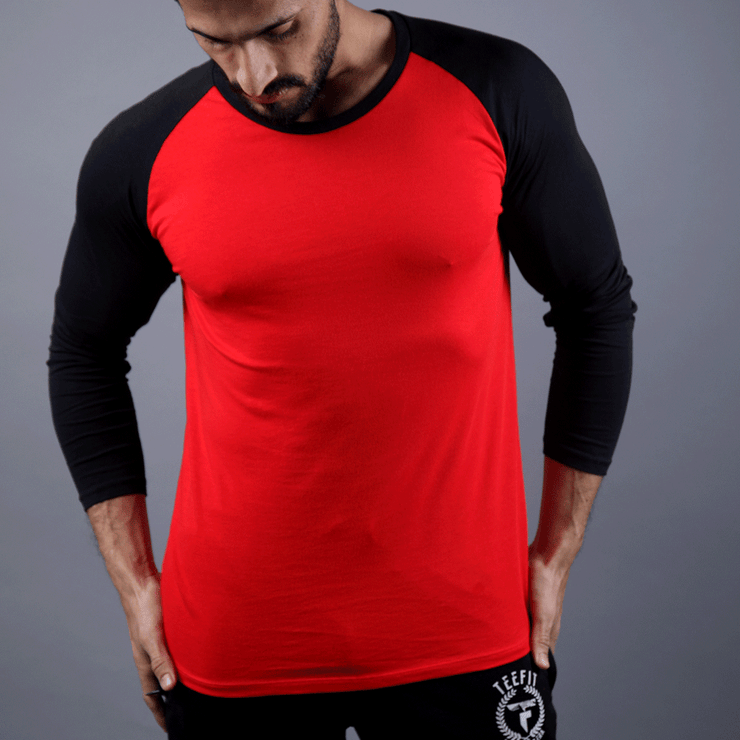 Red & Black Raglan Tee - TeeFit Fashion