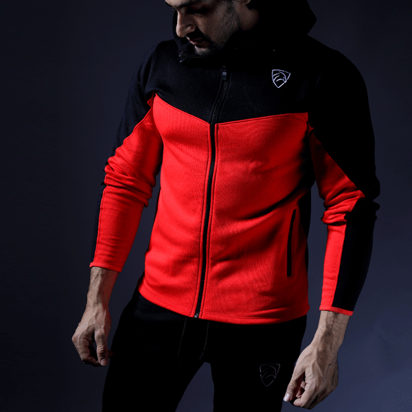 Tf-Black & Red Zipper Hood - TeeFit Fashion