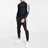 Black Poly Fleece Mock Neck Tracksuit With White Half Panels