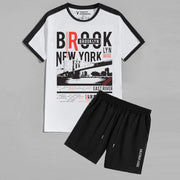 White Brooklyn Tee And Shorts Summer Tracksuit