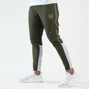 Olive Green Micro Bottoms With White Panel And Reflector Piping