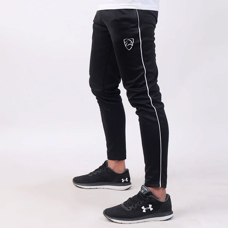 Black Interlock Bottoms With Single Piping And Logo