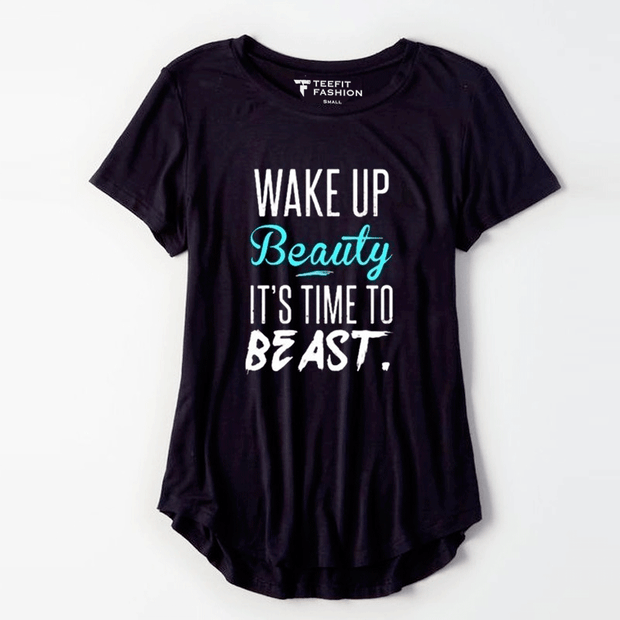 Wake Up Beauty Half Sleeve Tee - TeeFit Fashion